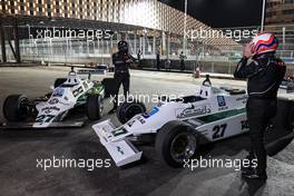 Damon Hill (GBR) and Martin Brundle drive the Williams FW07 02.12.2021. Formula 1 World Championship, Rd 21, Saudi Arabian Grand Prix, Jeddah, Saudi Arabia, Preparation Day.