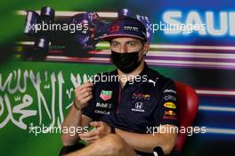Max Verstappen (NLD) Red Bull Racing in the FIA Press Conference. 02.12.2021. Formula 1 World Championship, Rd 21, Saudi Arabian Grand Prix, Jeddah, Saudi Arabia, Preparation Day.