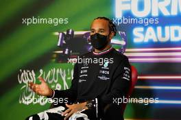 Lewis Hamilton (GBR) Mercedes AMG F1 in the FIA Press Conference. 02.12.2021. Formula 1 World Championship, Rd 21, Saudi Arabian Grand Prix, Jeddah, Saudi Arabia, Preparation Day.