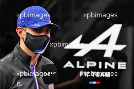 Esteban Ocon (FRA) Alpine F1 Team with the media. 25.06.2021. Formula 1 World Championship, Rd 8, Steiermark Grand Prix, Spielberg, Austria, Practice Day.