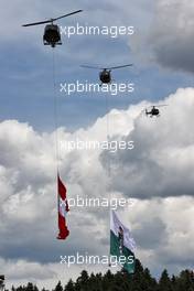 Grid atmosphere - helicopters with flags of Austria and Styria. 27.06.2021. Formula 1 World Championship, Rd 8, Steiermark Grand Prix, Spielberg, Austria, Race Day.