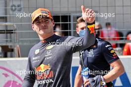 Max Verstappen (NLD) Red Bull Racing celebrates his pole position in qualifying parc ferme. 26.06.2021. Formula 1 World Championship, Rd 8, Steiermark Grand Prix, Spielberg, Austria, Qualifying Day.