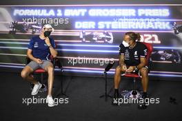 (L to R): Nicholas Latifi (CDN) Williams Racing and Lewis Hamilton (GBR) Mercedes AMG F1 in the FIA Press Conference. 24.06.2021. Formula 1 World Championship, Rd 8, Steiermark Grand Prix, Spielberg, Austria, Preparation Day.