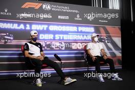 (L to R): Pierre Gasly (FRA) AlphaTauri and Valtteri Bottas (FIN) Mercedes AMG F1 in the FIA Press Conference. 24.06.2021. Formula 1 World Championship, Rd 8, Steiermark Grand Prix, Spielberg, Austria, Preparation Day.