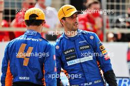 (L to R): Lando Norris (GBR) McLaren and Daniel Ricciardo (AUS) McLaren. 12.03.2021. Formula 1 Testing, Sakhir, Bahrain, Day One.