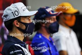 Pierre Gasly (FRA) AlphaTauri in the FIA Press Conference. 12.03.2021. Formula 1 Testing, Sakhir, Bahrain, Day One.