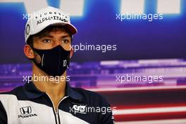 Pierre Gasly (FRA) AlphaTauri in the FIA Press Conference. 12.03.2021. Formula 1 Testing, Sakhir, Bahrain, Day One.