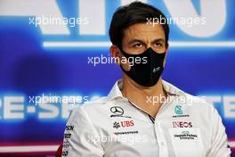 Toto Wolff (GER) Mercedes AMG F1 Shareholder and Executive Director in the FIA Press Conference. 12.03.2021. Formula 1 Testing, Sakhir, Bahrain, Day One.