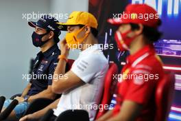 Sergio Perez (MEX) Red Bull Racing in the FIA Press Conference. 12.03.2021. Formula 1 Testing, Sakhir, Bahrain, Day One.