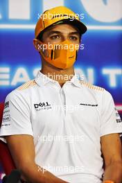 Lando Norris (GBR) McLaren in the FIA Press Conference. 12.03.2021. Formula 1 Testing, Sakhir, Bahrain, Day One.