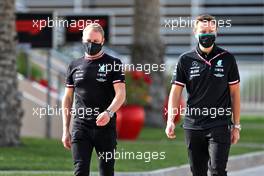 (L to R): Valtteri Bottas (FIN) Mercedes AMG F1 with Antti Vierula (FIN) Personal Trainer. 12.03.2021. Formula 1 Testing, Sakhir, Bahrain, Day One.