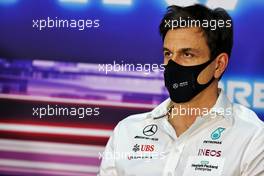 Toto Wolff (GER) Mercedes AMG F1 Shareholder and Executive Director in the FIA Press Conference. 12.03.2021. Formula 1 Testing, Sakhir, Bahrain, Day One.