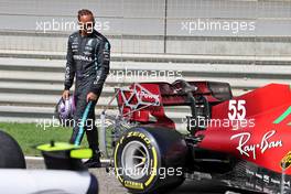 Lewis Hamilton (GBR) Mercedes AMG F1 with the Ferrari SF-21. 12.03.2021. Formula 1 Testing, Sakhir, Bahrain, Day One.