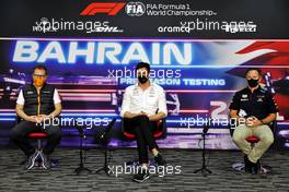 The FIA Press Conference (L to R): Andreas Seidl, McLaren Managing Director; Toto Wolff (GER) Mercedes AMG F1 Shareholder and Executive Director; Christian Horner (GBR) Red Bull Racing Team Principal. 12.03.2021. Formula 1 Testing, Sakhir, Bahrain, Day One.