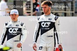 (L to R): Yuki Tsunoda (JPN) AlphaTauri and Pierre Gasly (FRA) AlphaTauri. 12.03.2021. Formula 1 Testing, Sakhir, Bahrain, Day One.
