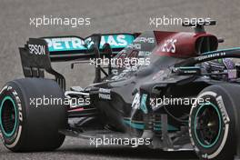 Lewis Hamilton (GBR) Mercedes AMG F1 W12 - rear wing detail. 12.03.2021. Formula 1 Testing, Sakhir, Bahrain, Day One.