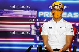 Lando Norris (GBR) McLaren in the FIA Press Conference. 12.03.2021. Formula 1 Testing, Sakhir, Bahrain, Day One.