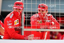 (L to R): Carlos Sainz Jr (ESP) Ferrari and Charles Leclerc (MON) Ferrari. 12.03.2021. Formula 1 Testing, Sakhir, Bahrain, Day One.