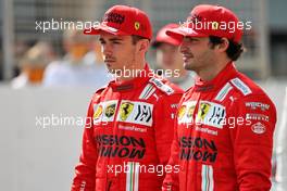 (L to R): Charles Leclerc (MON) Ferrari and Carlos Sainz Jr (ESP) Ferrari. 12.03.2021. Formula 1 Testing, Sakhir, Bahrain, Day One.