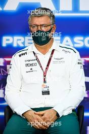 Otmar Szafnauer (USA) Aston Martin F1 Team Principal and CEO in the FIA Press Conference. 13.03.2021. Formula 1 Testing, Sakhir, Bahrain, Day Two.