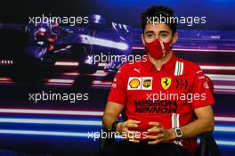 Charles Leclerc (MON) Ferrari in the FIA Press Conference. 13.03.2021. Formula 1 Testing, Sakhir, Bahrain, Day Two.