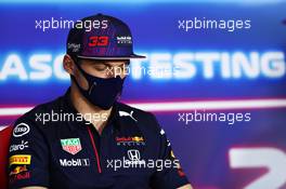 Max Verstappen (NLD) Red Bull Racing in the FIA Press Conference. 14.03.2021. Formula 1 Testing, Sakhir, Bahrain, Day Three.