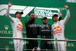 The podium (L to R): Max Verstappen (NLD) Red Bull Racing, second; Valtteri Bottas (FIN) Mercedes AMG F1, race winner; Sergio Perez (MEX) Red Bull Racing, third. 10.10.2021. Formula 1 World Championship, Rd 16, Turkish Grand Prix, Istanbul, Turkey, Race Day.