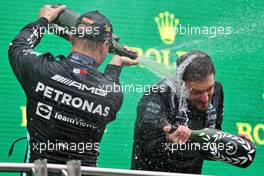 Race winner Valtteri Bottas (FIN) Mercedes AMG F1 celebrates on the podium. 10.10.2021. Formula 1 World Championship, Rd 16, Turkish Grand Prix, Istanbul, Turkey, Race Day.