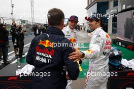 Max Verstappen (NLD) Red Bull Racing and Sergio Perez (MEX) Red Bull Racing in parc ferme. 10.10.2021. Formula 1 World Championship, Rd 16, Turkish Grand Prix, Istanbul, Turkey, Race Day.
