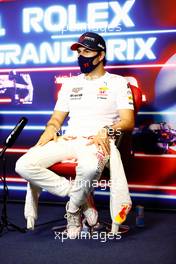 Sergio Perez (MEX) Red Bull Racing in the post race FIA Press Conference. 10.10.2021. Formula 1 World Championship, Rd 16, Turkish Grand Prix, Istanbul, Turkey, Race Day.