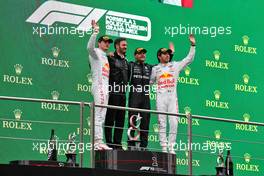 The podium (L to R): Max Verstappen (NLD) Red Bull Racing, second; Valtteri Bottas (FIN) Mercedes AMG F1, race winner; Sergio Perez (MEX) Red Bull Racing, third. 10.10.2021. Formula 1 World Championship, Rd 16, Turkish Grand Prix, Istanbul, Turkey, Race Day.