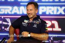 Christian Horner (GBR) Red Bull Racing Team Principal in the FIA Press Conference. 10.12.2021. Formula 1 World Championship, Rd 22, Abu Dhabi Grand Prix, Yas Marina Circuit, Abu Dhabi, Practice Day.