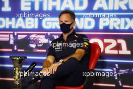 Christian Horner (GBR) Red Bull Racing Team Principal in the FIA Press Conference. 10.12.2021. Formula 1 World Championship, Rd 22, Abu Dhabi Grand Prix, Yas Marina Circuit, Abu Dhabi, Practice Day.