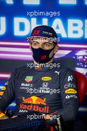 Max Verstappen (NLD) Red Bull Racing in the post qualifying FIA Press Conference. 11.12.2021. Formula 1 World Championship, Rd 22, Abu Dhabi Grand Prix, Yas Marina Circuit, Abu Dhabi, Qualifying Day.
