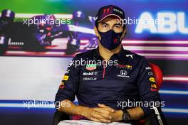 Sergio Perez (MEX) Red Bull Racing in the FIA Press Conference. 09.12.2021. Formula 1 World Championship, Rd 22, Abu Dhabi Grand Prix, Yas Marina Circuit, Abu Dhabi, Preparation Day.