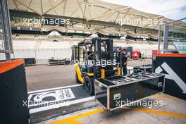 Circuit atmosphere - Alpine F1 Team freight ready for unpacking. 08.12.2021. Formula 1 World Championship, Rd 22, Abu Dhabi Grand Prix, Yas Marina Circuit, Abu Dhabi, Preparation Day.
