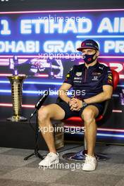 Max Verstappen (NLD) Red Bull Racing in the FIA Press Conference. 09.12.2021. Formula 1 World Championship, Rd 22, Abu Dhabi Grand Prix, Yas Marina Circuit, Abu Dhabi, Preparation Day.