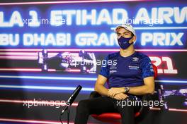 Nicholas Latifi (CDN) Williams Racing in the FIA Press Conference. 09.12.2021. Formula 1 World Championship, Rd 22, Abu Dhabi Grand Prix, Yas Marina Circuit, Abu Dhabi, Preparation Day.