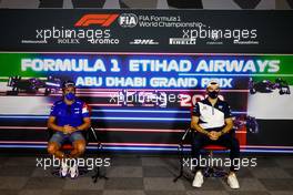 (L to R): Fernando Alonso (ESP) Alpine F1 Team and Pierre Gasly (FRA) AlphaTauri in the FIA Press Conference. 09.12.2021. Formula 1 World Championship, Rd 22, Abu Dhabi Grand Prix, Yas Marina Circuit, Abu Dhabi, Preparation Day.