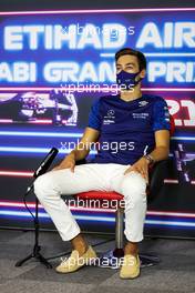 George Russell (GBR) Williams Racing in the FIA Press Conference. 09.12.2021. Formula 1 World Championship, Rd 22, Abu Dhabi Grand Prix, Yas Marina Circuit, Abu Dhabi, Preparation Day.