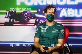 Sebastian Vettel (GER) Aston Martin F1 Team in the FIA Press Conference. 09.12.2021. Formula 1 World Championship, Rd 22, Abu Dhabi Grand Prix, Yas Marina Circuit, Abu Dhabi, Preparation Day.