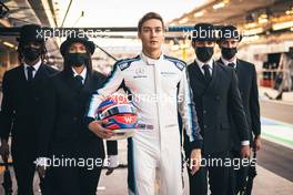 George Russell (GBR) Williams Racing - Activation for The King's Man movie. 09.12.2021. Formula 1 World Championship, Rd 22, Abu Dhabi Grand Prix, Yas Marina Circuit, Abu Dhabi, Preparation Day.