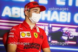 Charles Leclerc (MON) Ferrari in the FIA Press Conference. 09.12.2021. Formula 1 World Championship, Rd 22, Abu Dhabi Grand Prix, Yas Marina Circuit, Abu Dhabi, Preparation Day.