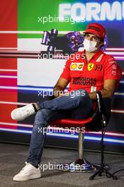 Carlos Sainz Jr (ESP) Ferrari in the FIA Press Conference. 09.12.2021. Formula 1 World Championship, Rd 22, Abu Dhabi Grand Prix, Yas Marina Circuit, Abu Dhabi, Preparation Day.