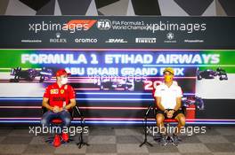 Charles Leclerc (MON) Ferrari and Lando Norris (GBR) McLaren in the FIA Press Conference. 09.12.2021. Formula 1 World Championship, Rd 22, Abu Dhabi Grand Prix, Yas Marina Circuit, Abu Dhabi, Preparation Day.