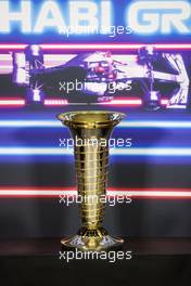 World Championship trophy in the FIA Press Conference. 09.12.2021. Formula 1 World Championship, Rd 22, Abu Dhabi Grand Prix, Yas Marina Circuit, Abu Dhabi, Preparation Day.
