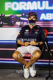 Sergio Perez (MEX) Red Bull Racing in the FIA Press Conference. 09.12.2021. Formula 1 World Championship, Rd 22, Abu Dhabi Grand Prix, Yas Marina Circuit, Abu Dhabi, Preparation Day.