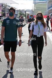Lance Stroll (CDN) Aston Martin F1 Team with his girlfriend Sara Pagliaroli (ITA). 22.10.2021. Formula 1 World Championship, Rd 17, United States Grand Prix, Austin, Texas, USA, Practice Day.