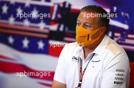 Zak Brown (USA) McLaren Executive Director in the FIA Press Conference. 22.10.2021. Formula 1 World Championship, Rd 17, United States Grand Prix, Austin, Texas, USA, Practice Day.