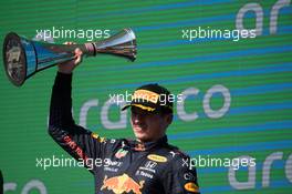 Race winner Max Verstappen (NLD) Red Bull Racing celebrates on the podium. 24.10.2021. Formula 1 World Championship, Rd 17, United States Grand Prix, Austin, Texas, USA, Race Day.